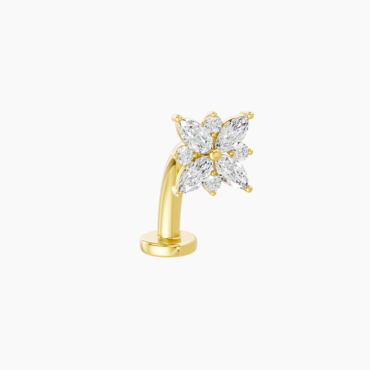 Aurore | 18k Yellow Gold 5.5 mm 10 mm Flower Diamond Floating Navel Piercing