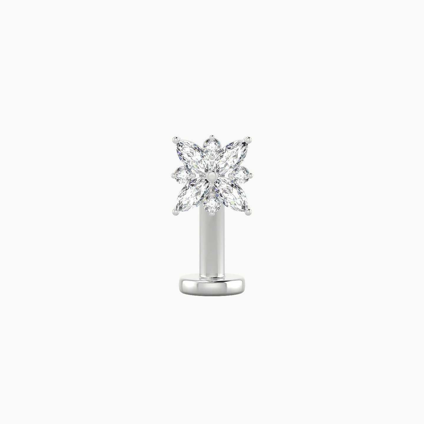 Aurore | 18k White Gold 5.5 mm 10 mm Flower Diamond Floating Navel Piercing