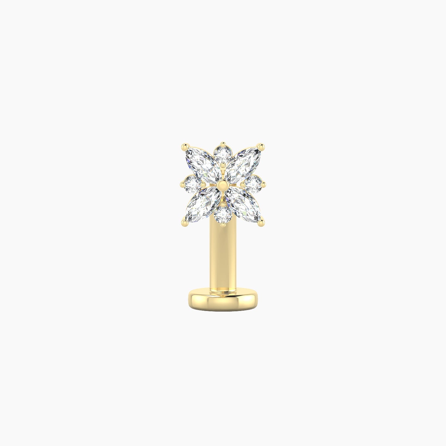 Aurore | 18k Yellow Gold 5.5 mm 10 mm Flower Diamond Floating Navel Piercing