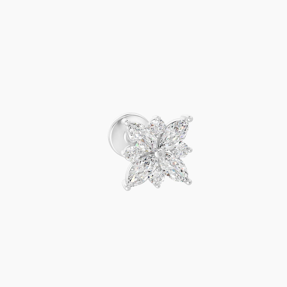 Aurore | 18k White Gold 5.5 mm 5 mm Flower Diamond Piercing