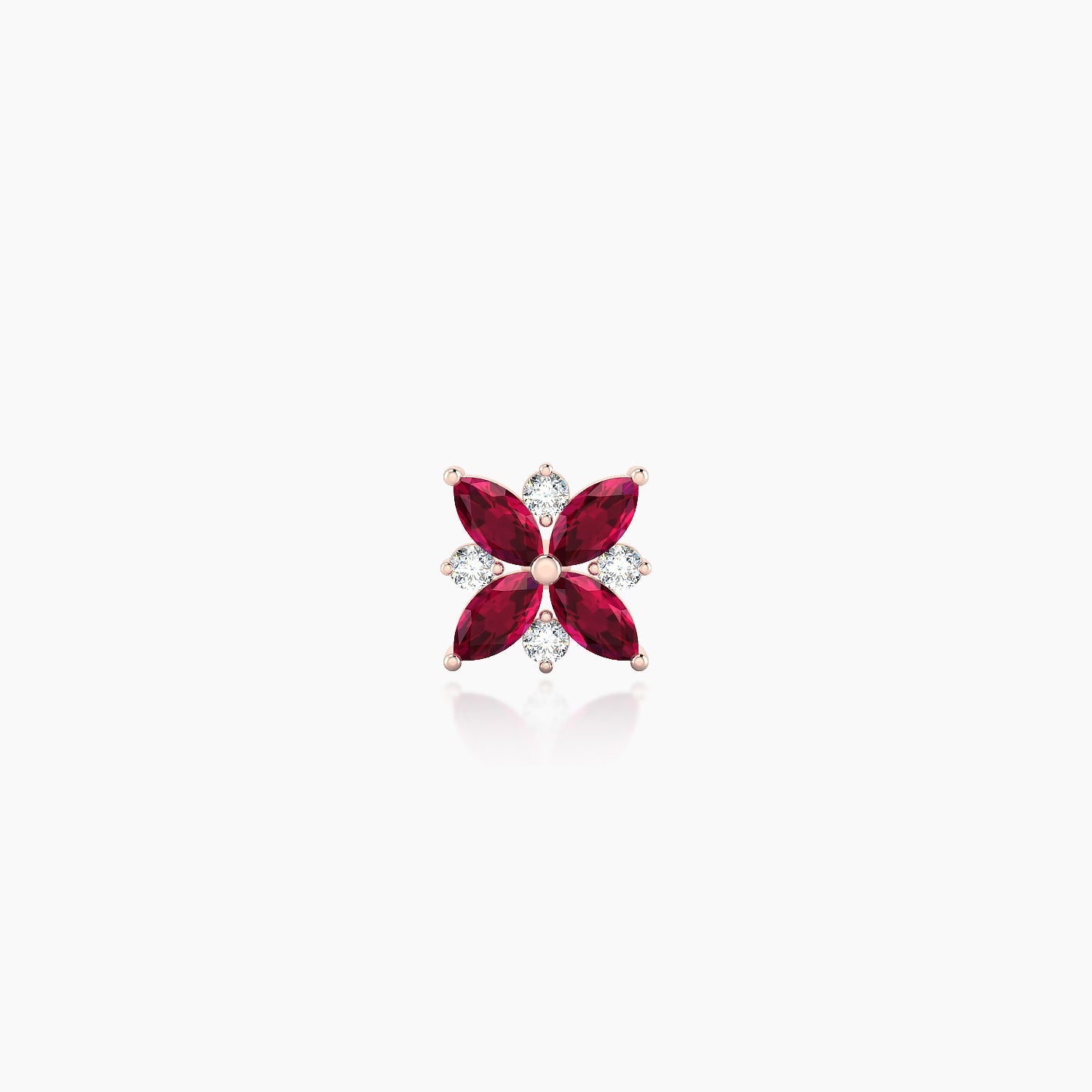 Aurore | 18k Rose Gold 5 mm 5.5 mm Flower Ruby & Diamond Piercing