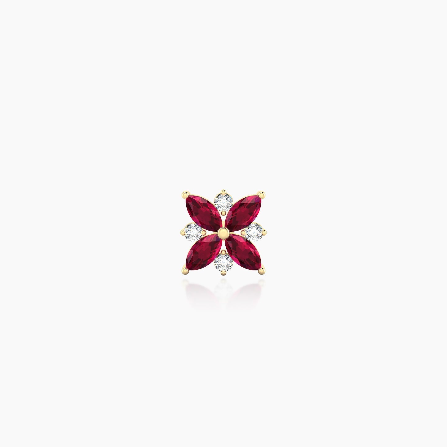 Aurore | 18k Yellow Gold 5 mm 5.5 mm Flower Ruby & Diamond Piercing