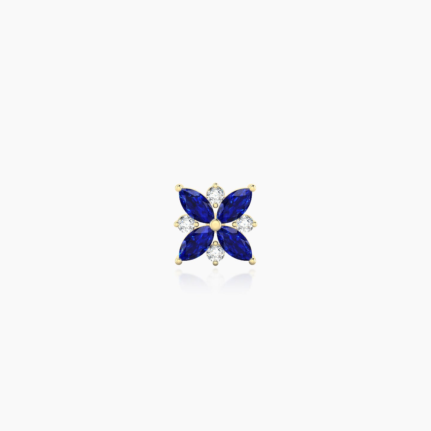 Aurore | 18k Yellow Gold 5 mm 5.5 mm Flower Sapphire & Diamond Piercing