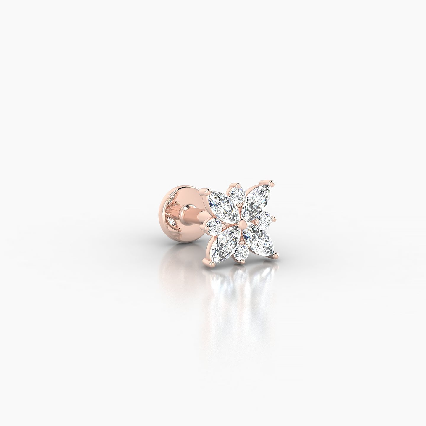 Aurore | 18k Rose Gold 5.5 mm 5 mm Flower Diamond Piercing