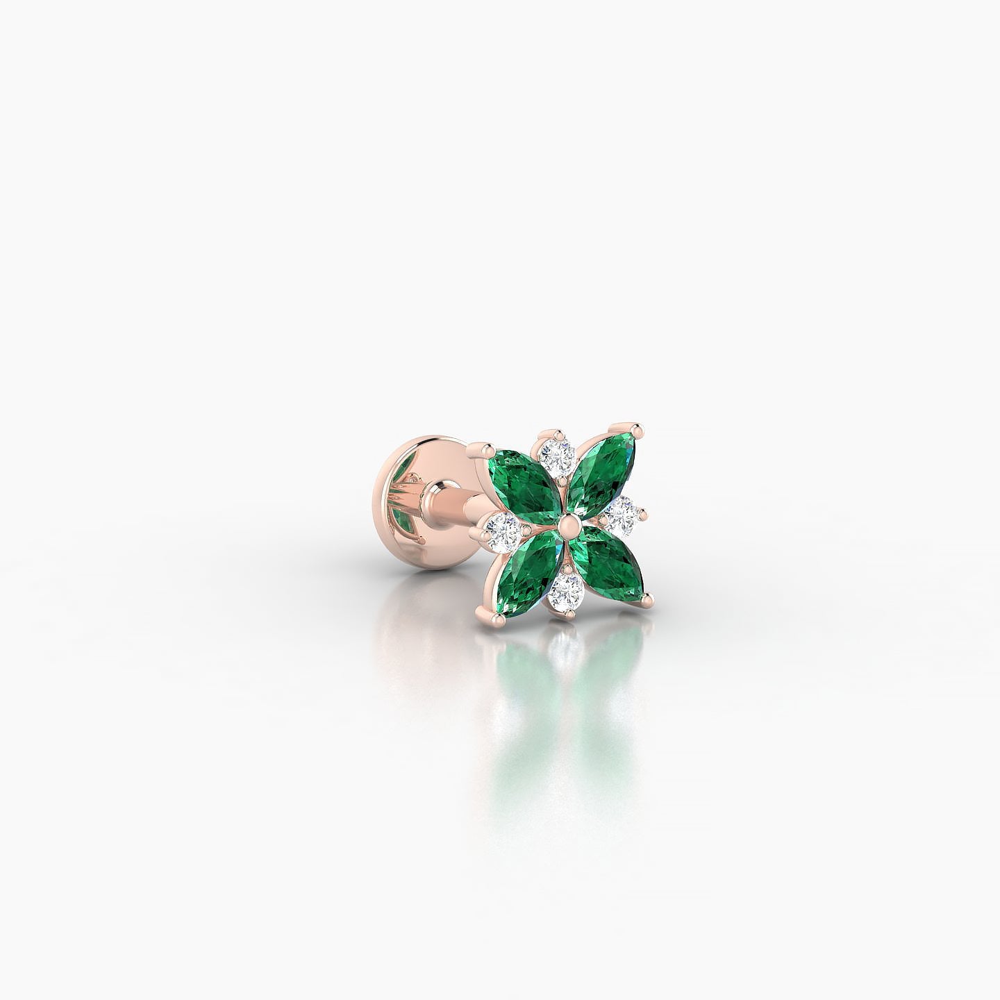 Aurore | 18k Rose Gold 5 mm 5.5 mm Flower Emerald & Diamond Piercing