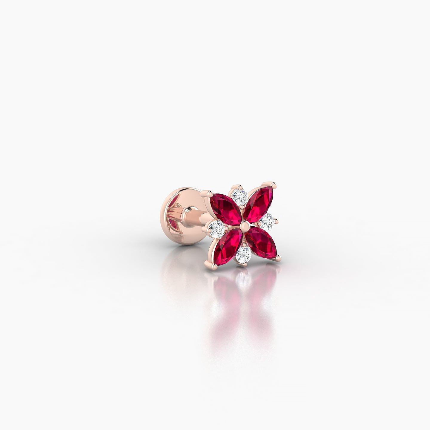 Aurore | 18k Rose Gold 5 mm 5.5 mm Flower Ruby & Diamond Piercing