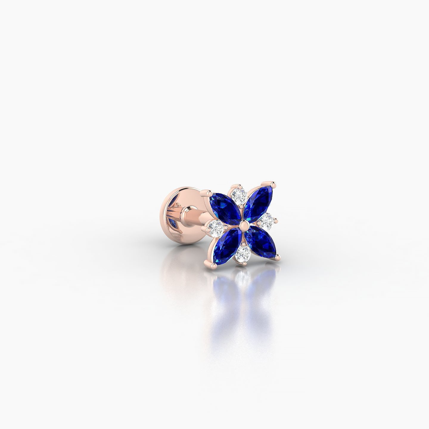 Aurore | 18k Rose Gold 5 mm 5.5 mm Flower Sapphire & Diamond Piercing