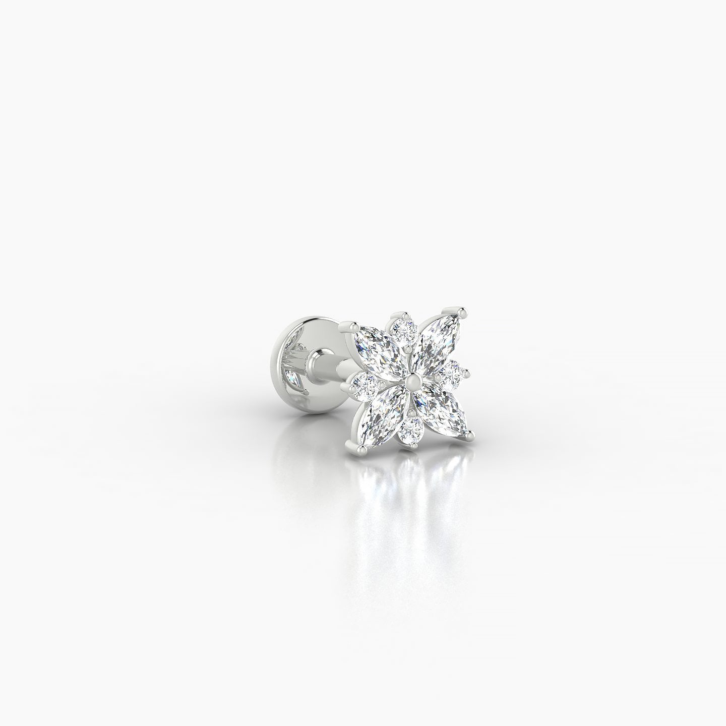 Aurore | 18k White Gold 5.5 mm 5 mm Flower Diamond Piercing