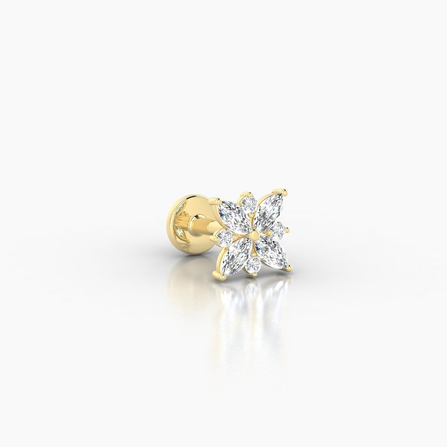 Aurore | 18k Yellow Gold 5.5 mm 5 mm Flower Diamond Piercing