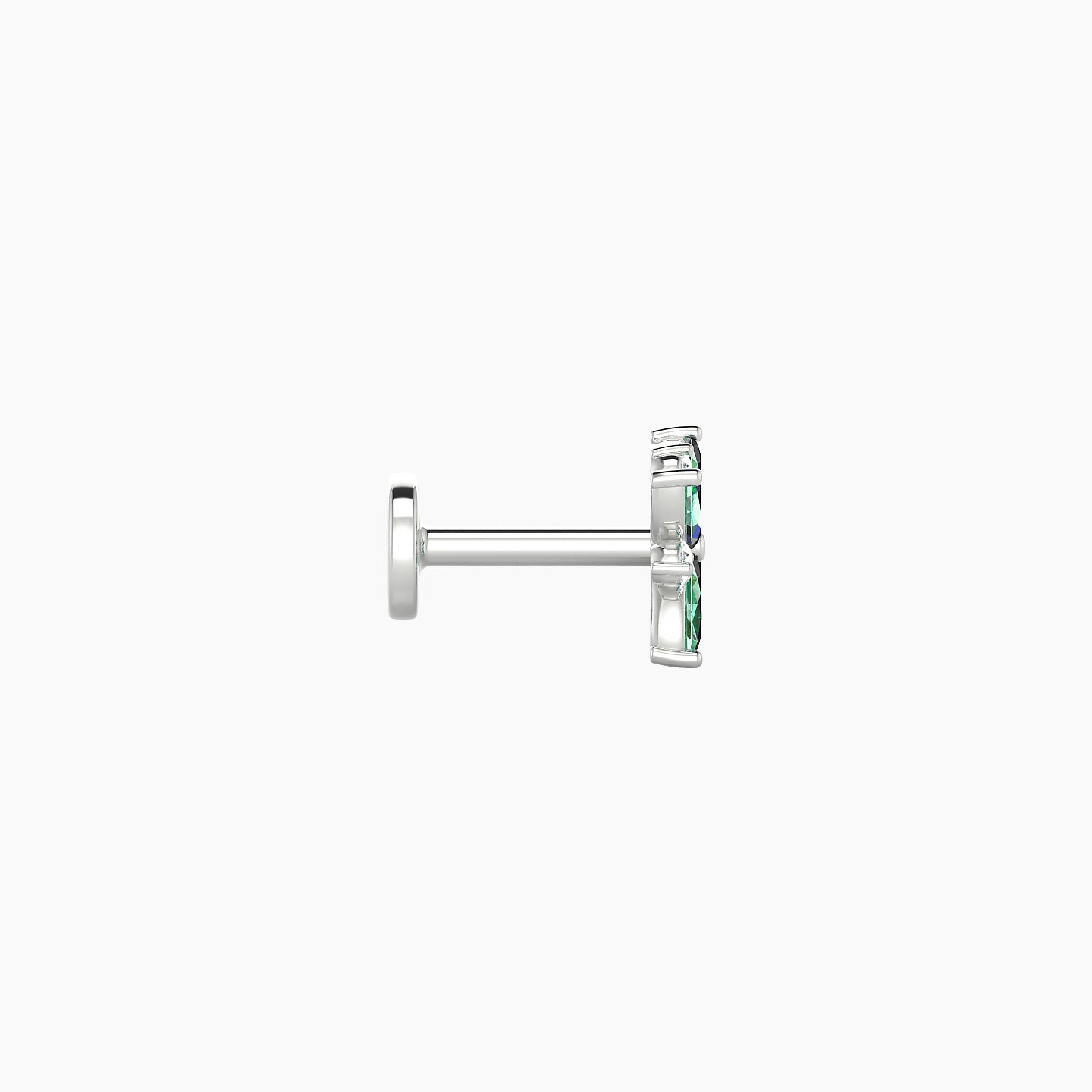 Aurore | 18k White Gold 5 mm 5.5 mm Flower Emerald & Diamond Piercing