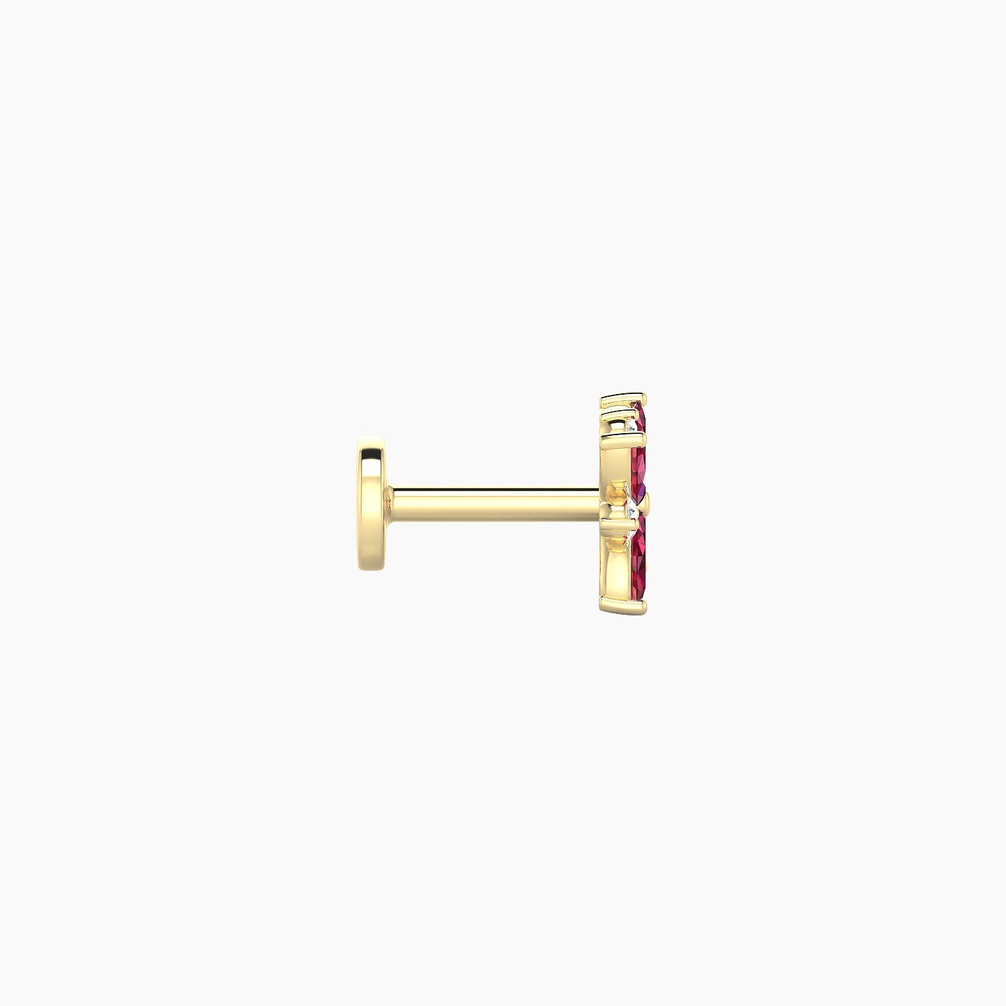 Aurore | 18k Yellow Gold 5 mm 5.5 mm Flower Ruby & Diamond Piercing