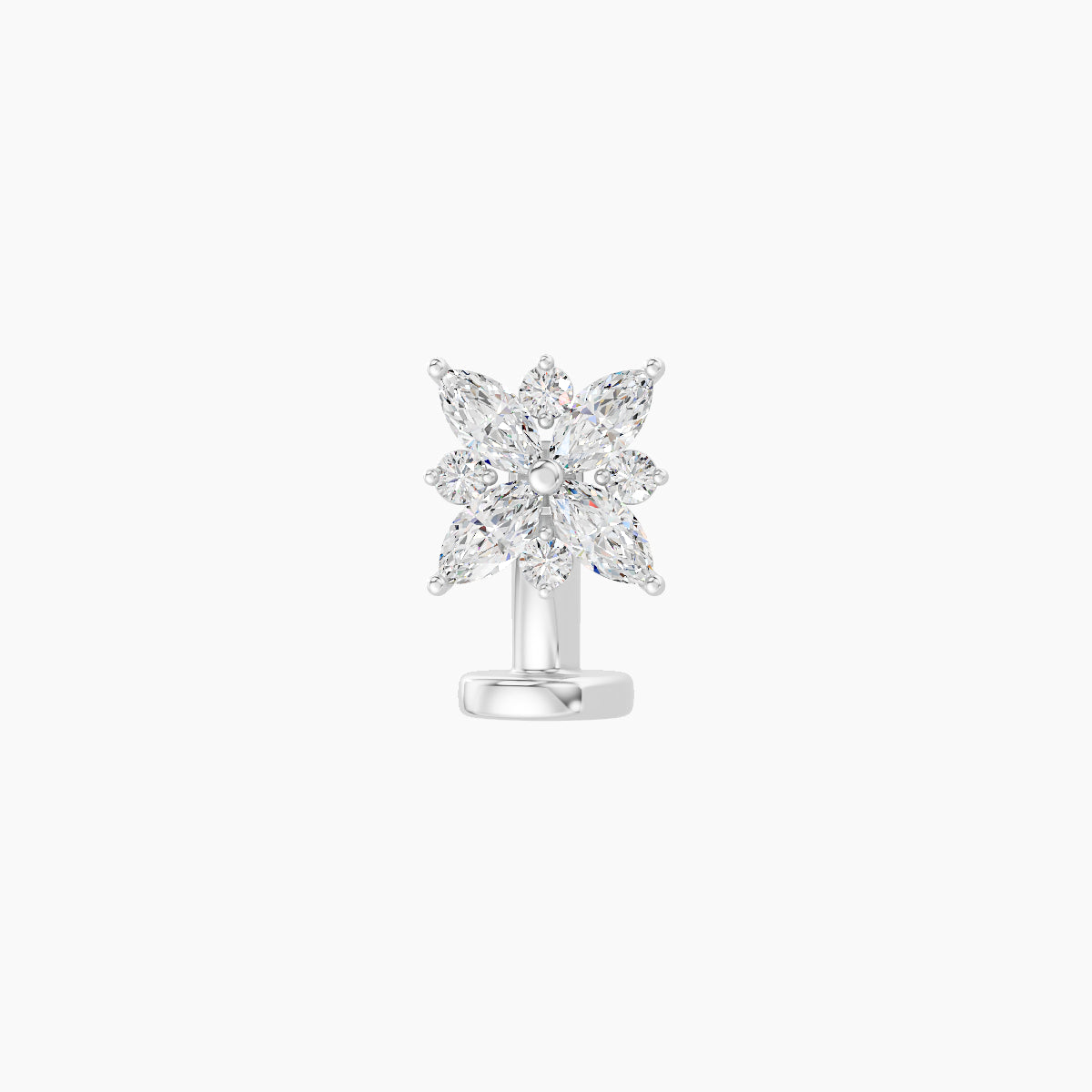 Aurore | 18k White Gold 5.5 mm 6 mm Flower Diamond Floating Navel Piercing