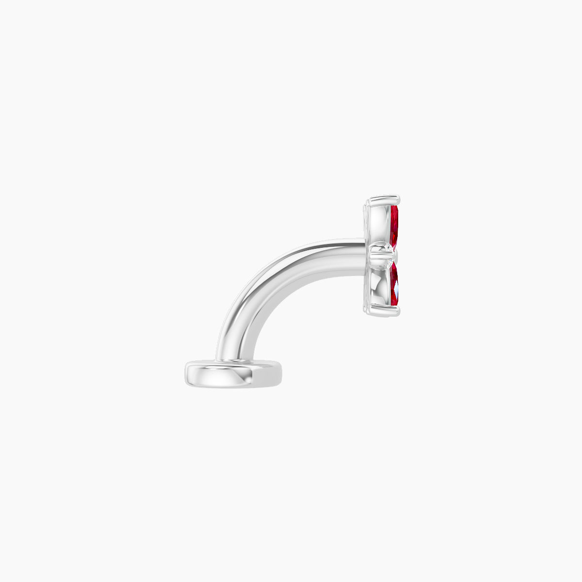 Aurore | 18k White Gold 6 mm 5.5 mm Flower Ruby & Diamond Floating Navel Piercing