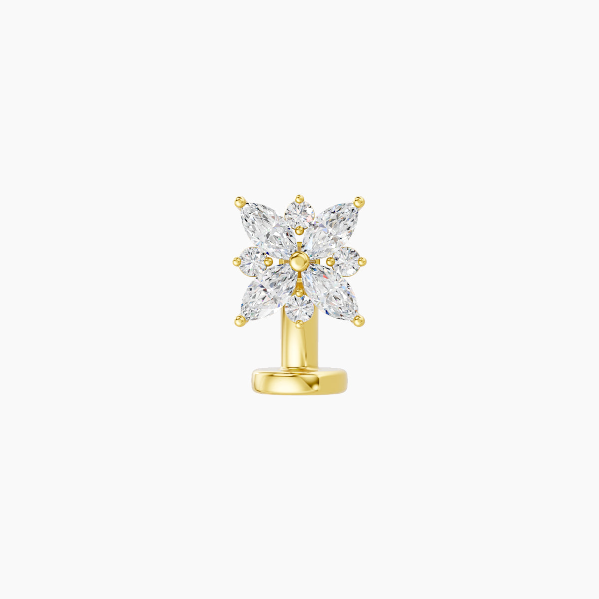 Aurore | 18k Yellow Gold 5.5 mm 6 mm Flower Diamond Floating Navel Piercing