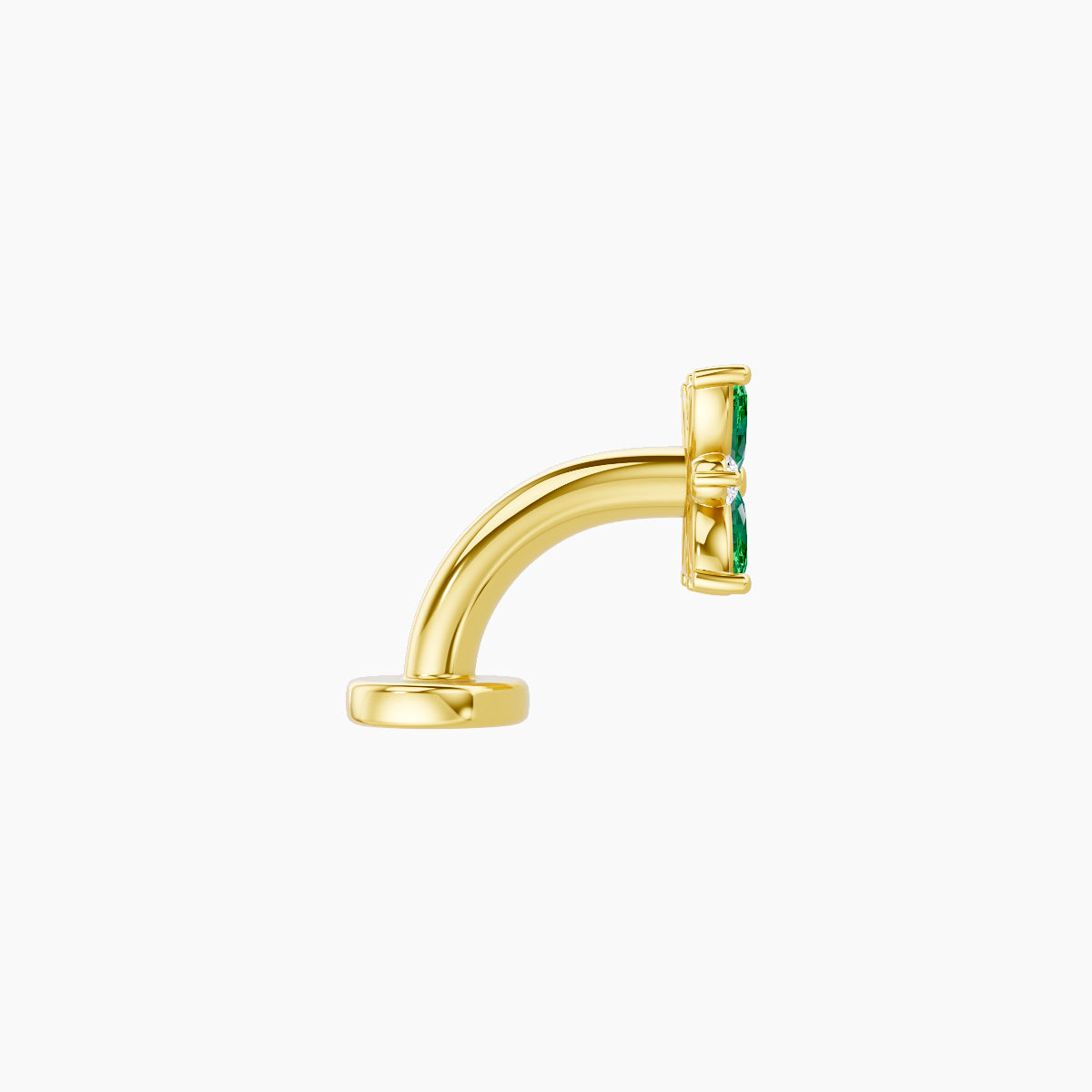 Aurore | 18k Yellow Gold 6 mm 5.5 mm Flower Emerald & Diamond Floating Navel Piercing