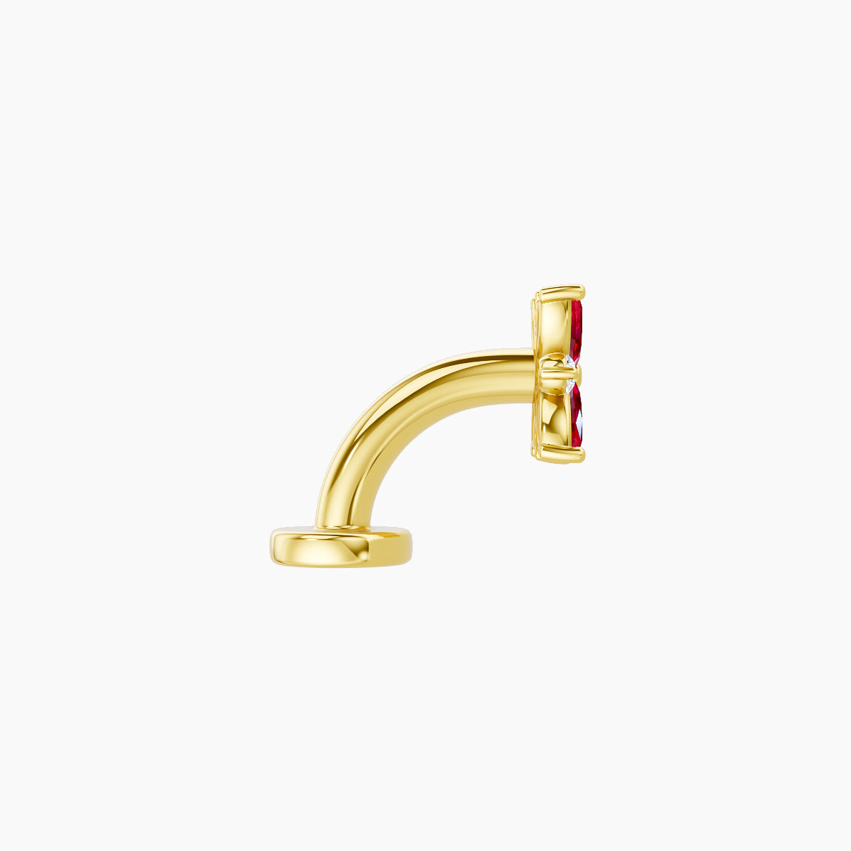 Aurore | 18k Yellow Gold 6 mm 5.5 mm Flower Ruby & Diamond Floating Navel Piercing