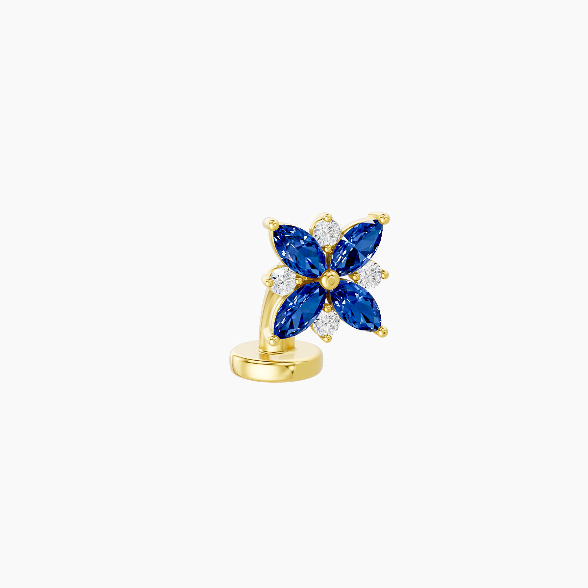 Aurore | 18k Yellow Gold 6 mm 5.5 mm Flower Sapphire & Diamond Floating Navel Piercing
