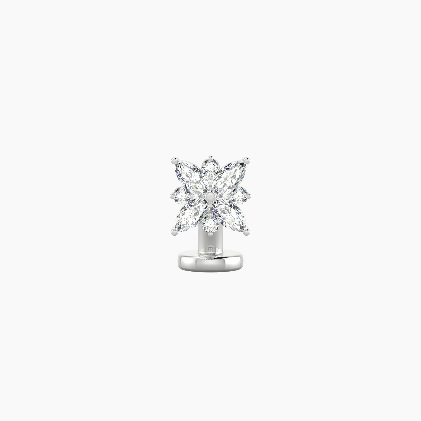 Aurore | 18k White Gold 5.5 mm 6 mm Flower Diamond Floating Navel Piercing