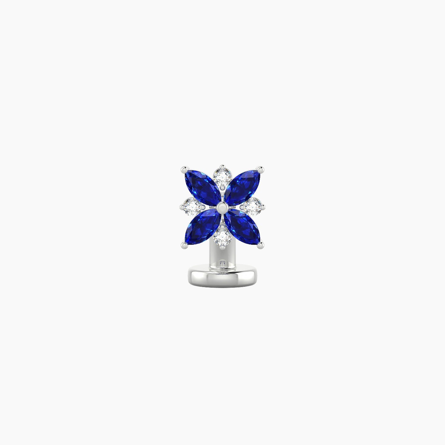 Aurore | 18k White Gold 6 mm 5.5 mm Flower Sapphire & Diamond Floating Navel Piercing