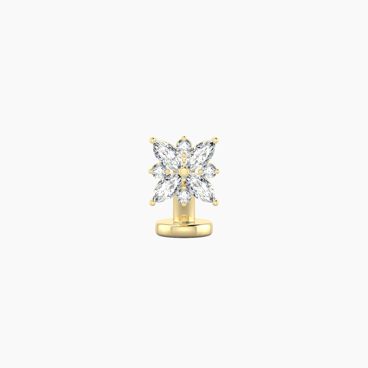 Aurore | 18k Yellow Gold 5.5 mm 6 mm Flower Diamond Floating Navel Piercing