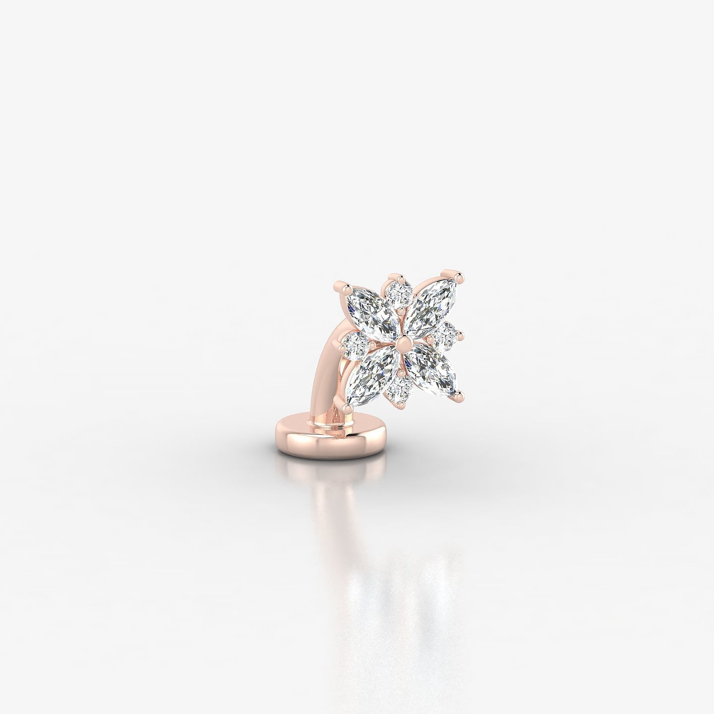 Aurore | 18k Rose Gold 5.5 mm 6 mm Flower Diamond Floating Navel Piercing