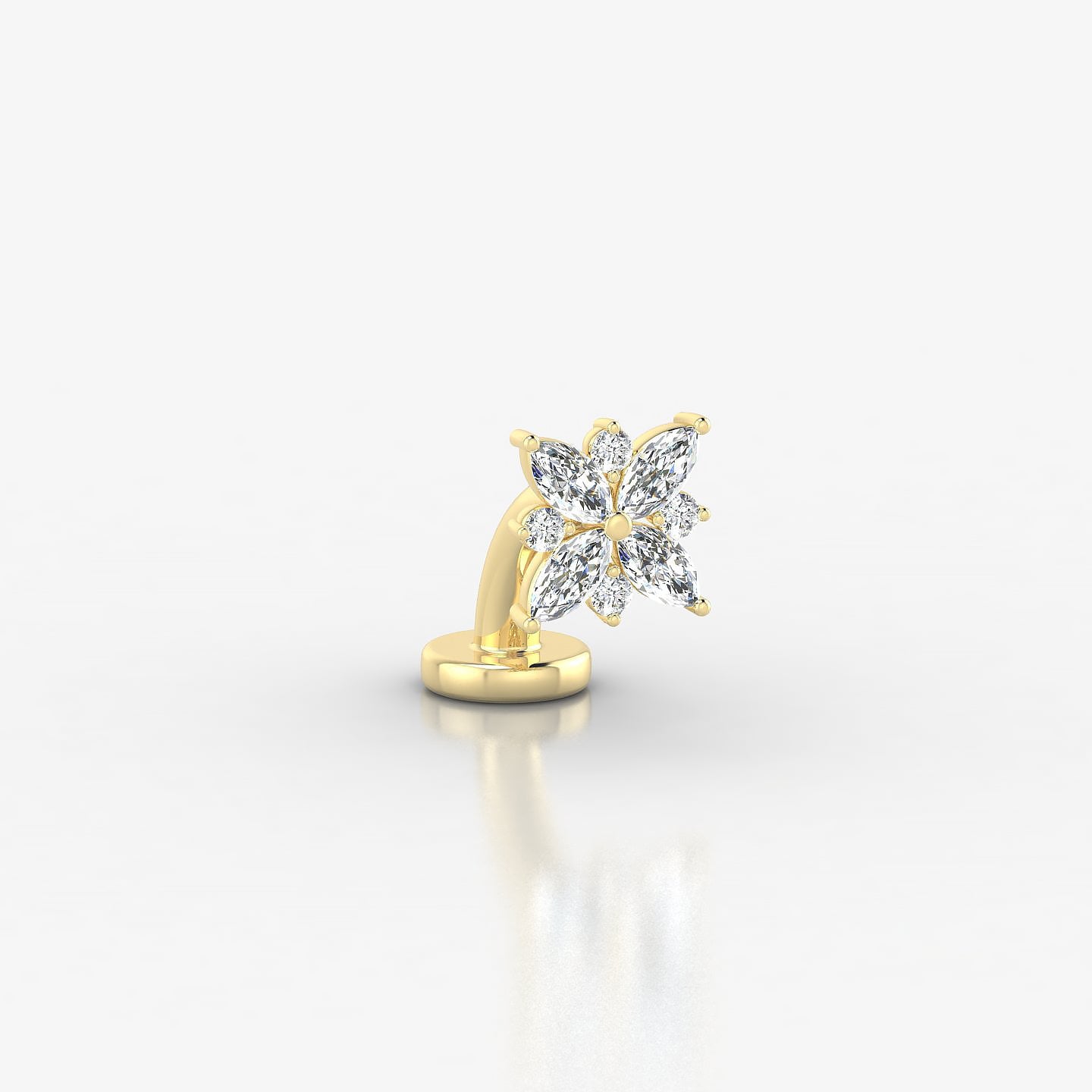 Aurore | 18k Yellow Gold 5.5 mm 6 mm Flower Diamond Floating Navel Piercing