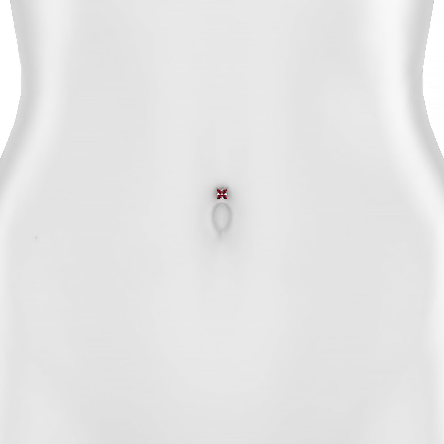 Aurore | 18k Yellow Gold 6 mm 5.5 mm Flower Ruby & Diamond Floating Navel Piercing