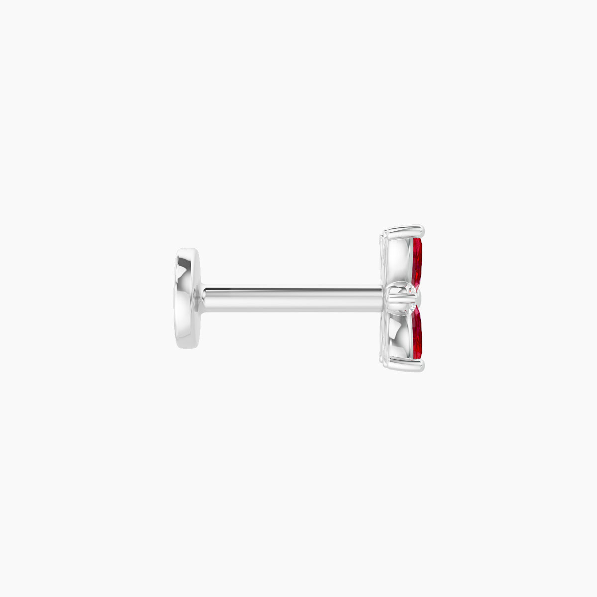 Aurore | 18k White Gold 6.5 mm 5.5 mm Flower Ruby & Diamond Piercing