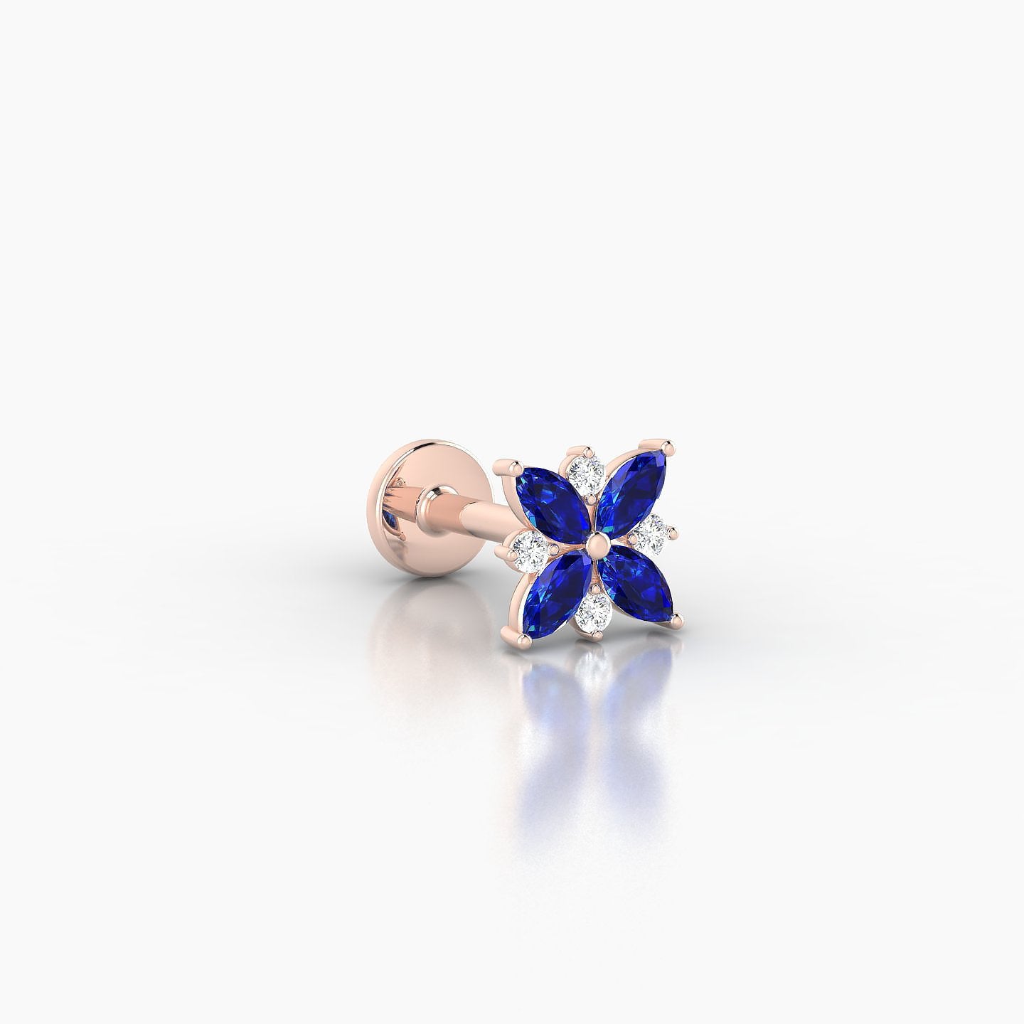 Aurore | 18k Rose Gold 6.5 mm 5.5 mm Flower Sapphire & Diamond Piercing