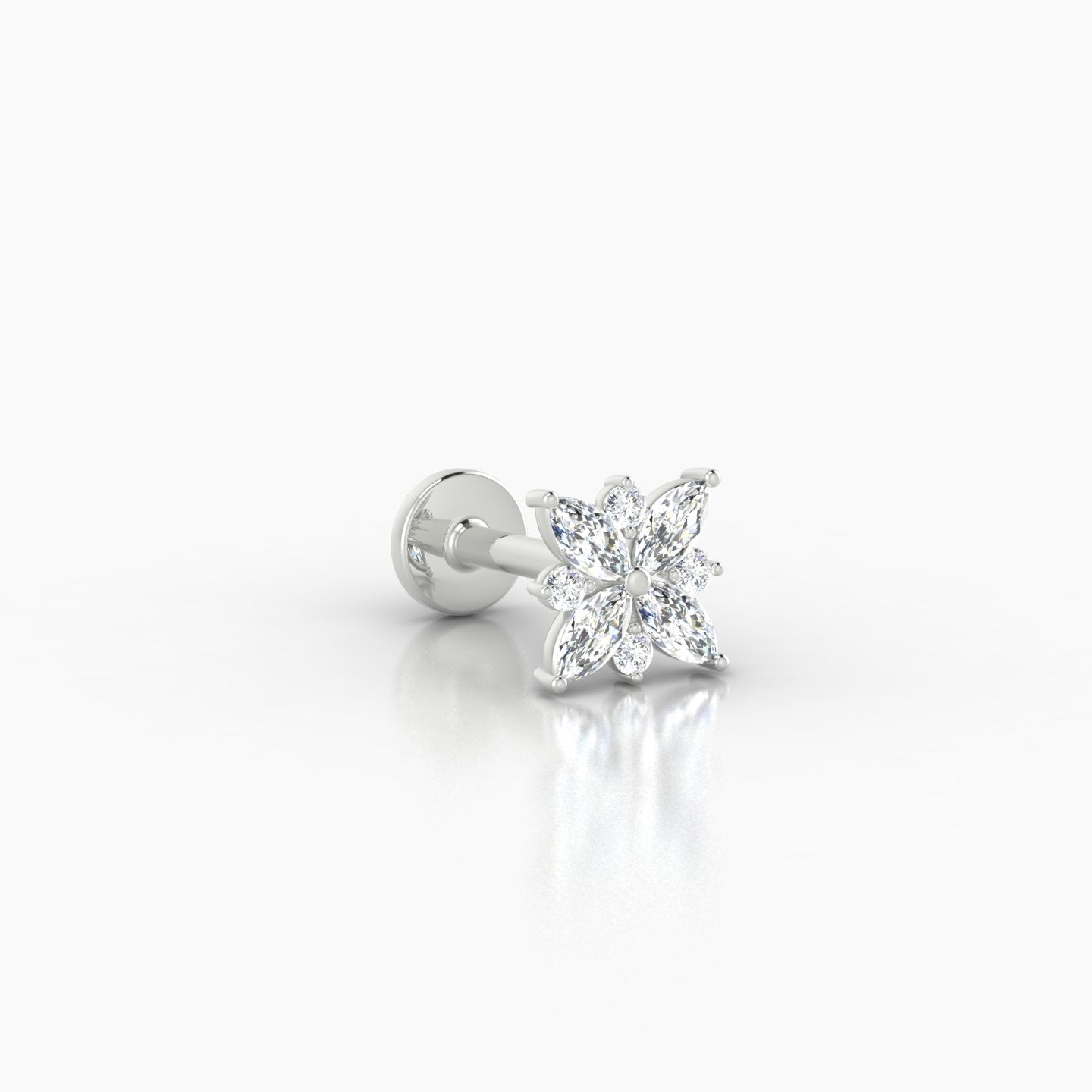 Aurore | 18k White Gold 5.5 mm 6.5 mm Flower Diamond Piercing