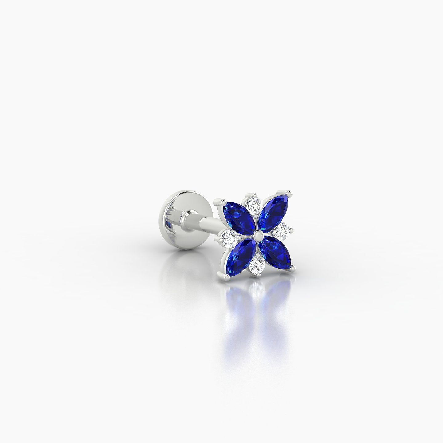 Aurore | 18k White Gold 6.5 mm 5.5 mm Flower Sapphire & Diamond Piercing