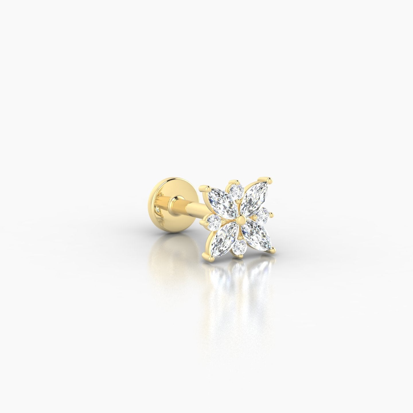 Aurore | 18k Yellow Gold 5.5 mm 6.5 mm Flower Diamond Piercing