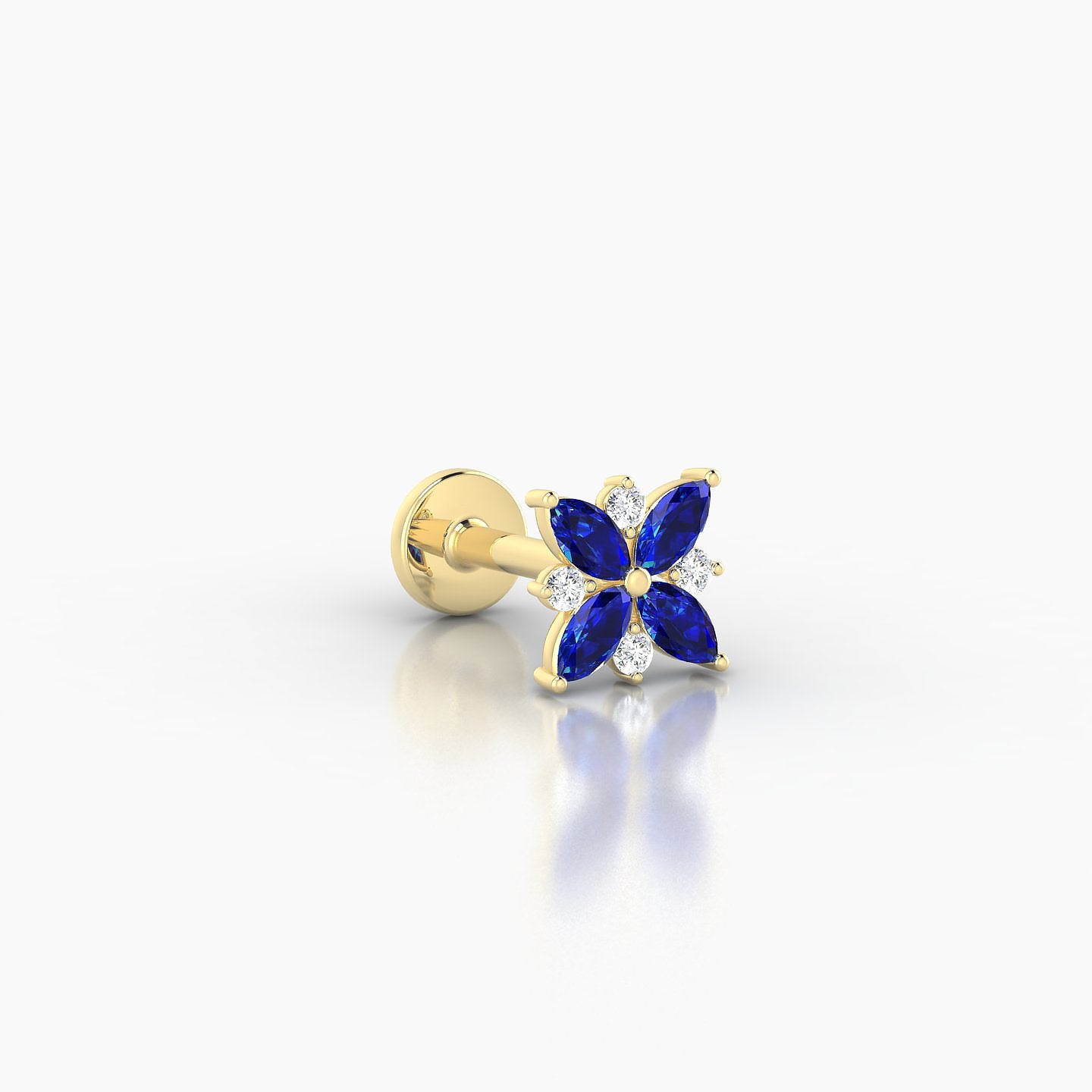 Aurore | 18k Yellow Gold 6.5 mm 5.5 mm Flower Sapphire & Diamond Piercing