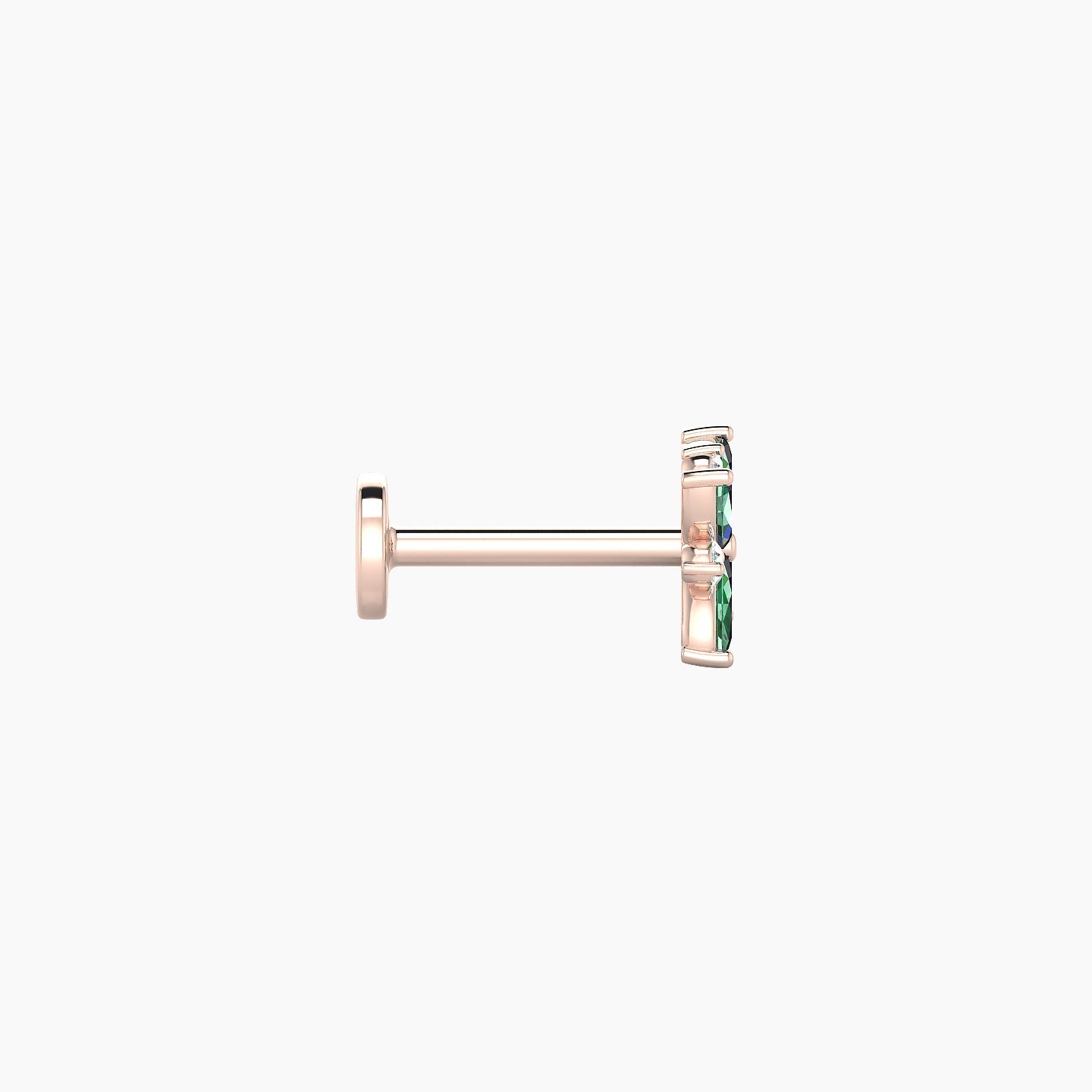 Aurore | 18k Rose Gold 6.5 mm 5.5 mm Flower Emerald & Diamond Piercing