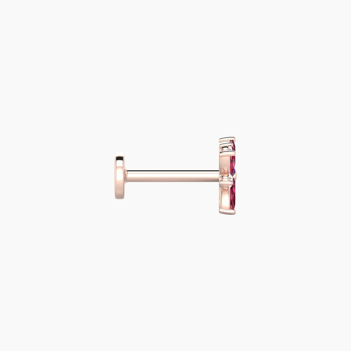 Aurore | 18k Rose Gold 6.5 mm 5.5 mm Flower Ruby & Diamond Piercing