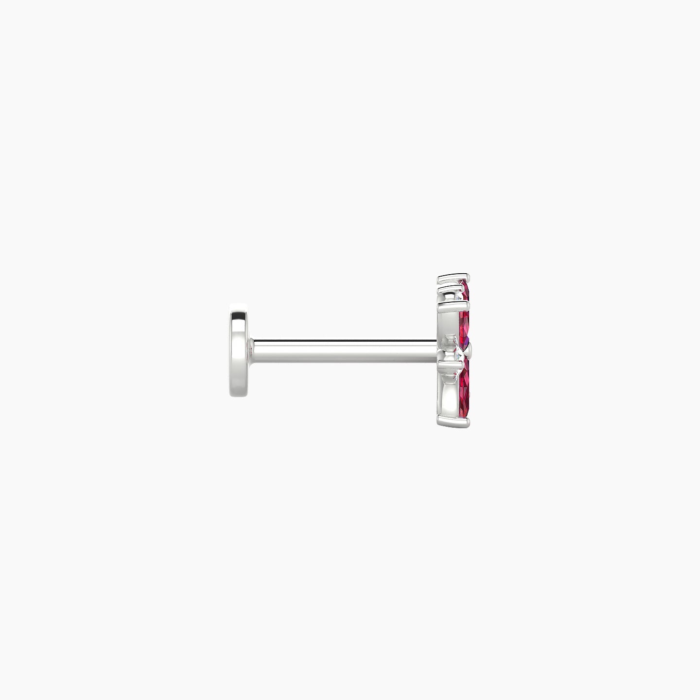 Aurore | 18k White Gold 6.5 mm 5.5 mm Flower Ruby & Diamond Piercing