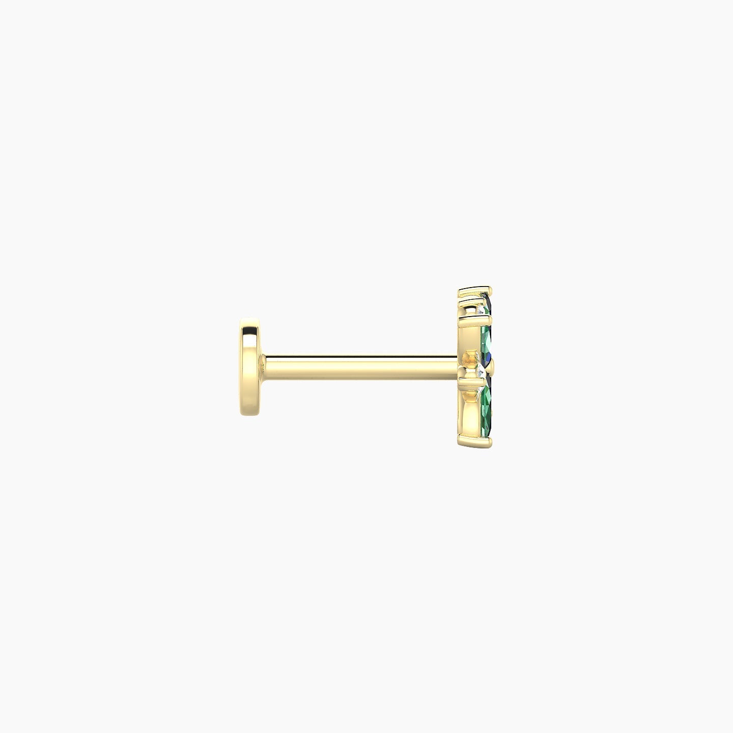 Aurore | 18k Yellow Gold 6.5 mm 5.5 mm Flower Emerald & Diamond Piercing