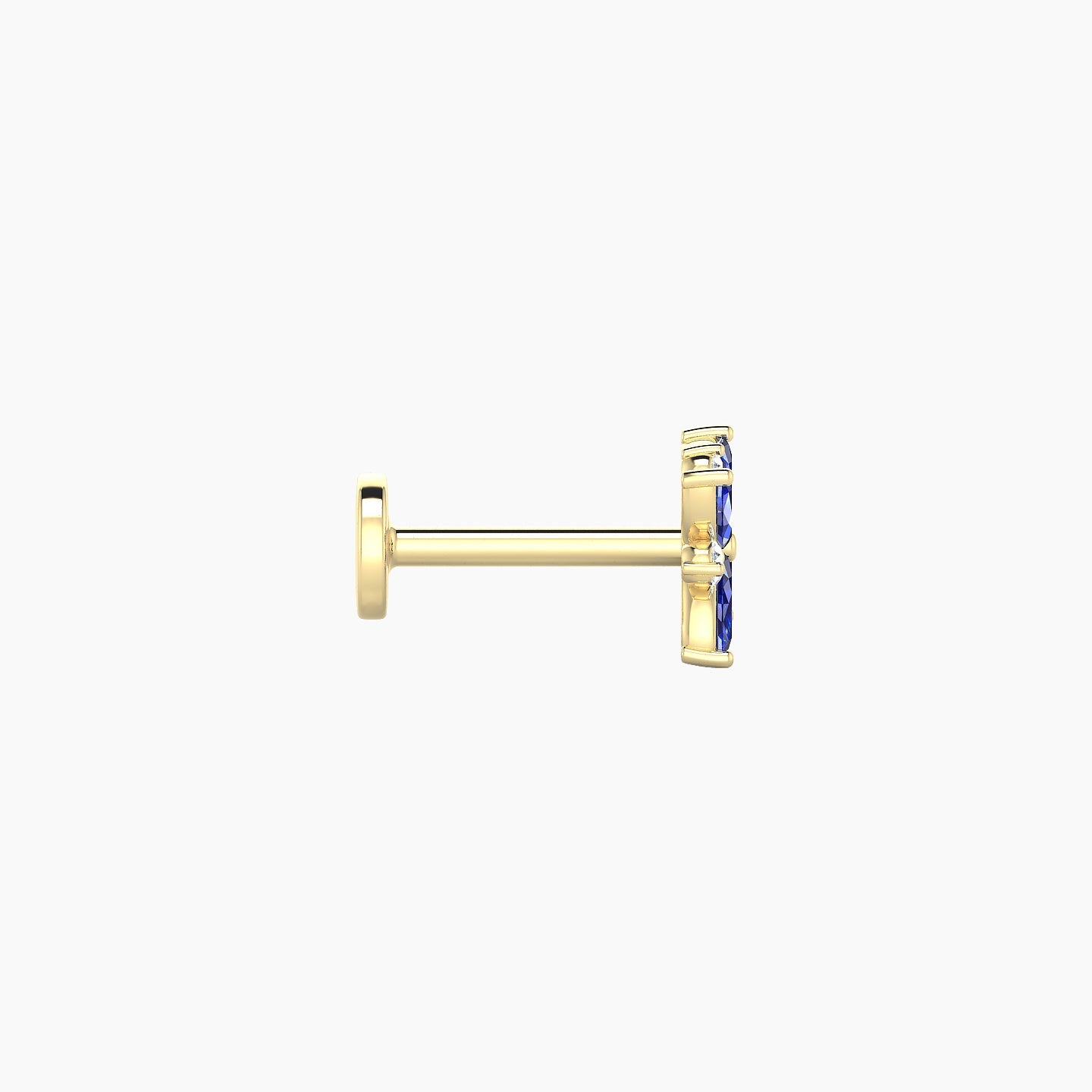 Aurore | 18k Yellow Gold 6.5 mm 5.5 mm Flower Sapphire & Diamond Piercing