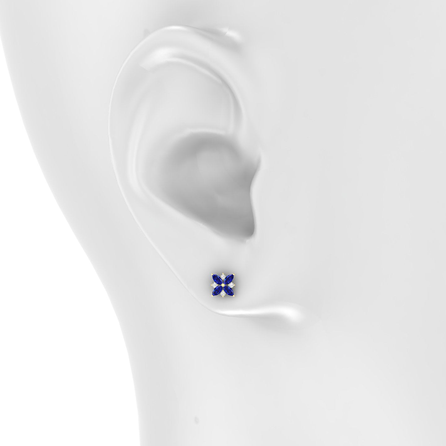 Aurore | 18k Yellow Gold 6.5 mm 5.5 mm Flower Sapphire & Diamond Piercing