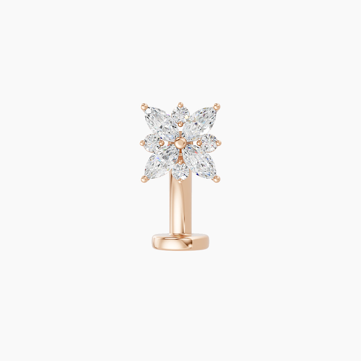 Aurore | 18k Rose Gold 5.5 mm 8 mm Flower Diamond Floating Navel Piercing