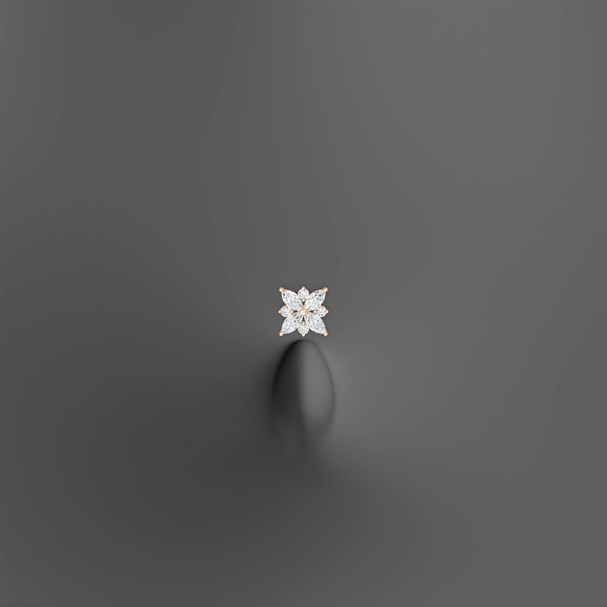 Aurore | 18k Rose Gold 5.5 mm 8 mm Flower Diamond Floating Navel Piercing