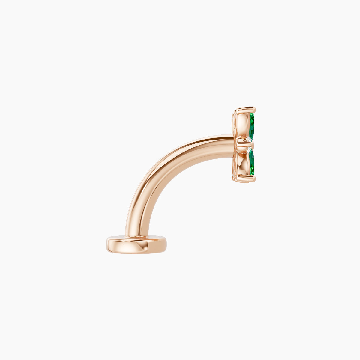 Aurore | 18k Rose Gold 8 mm 5.5 mm Flower Emerald & Diamond Floating Navel Piercing