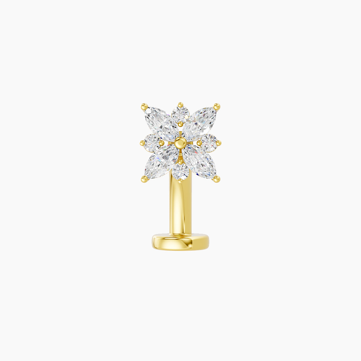 Aurore | 18k Yellow Gold 5.5 mm 8 mm Flower Diamond Floating Navel Piercing