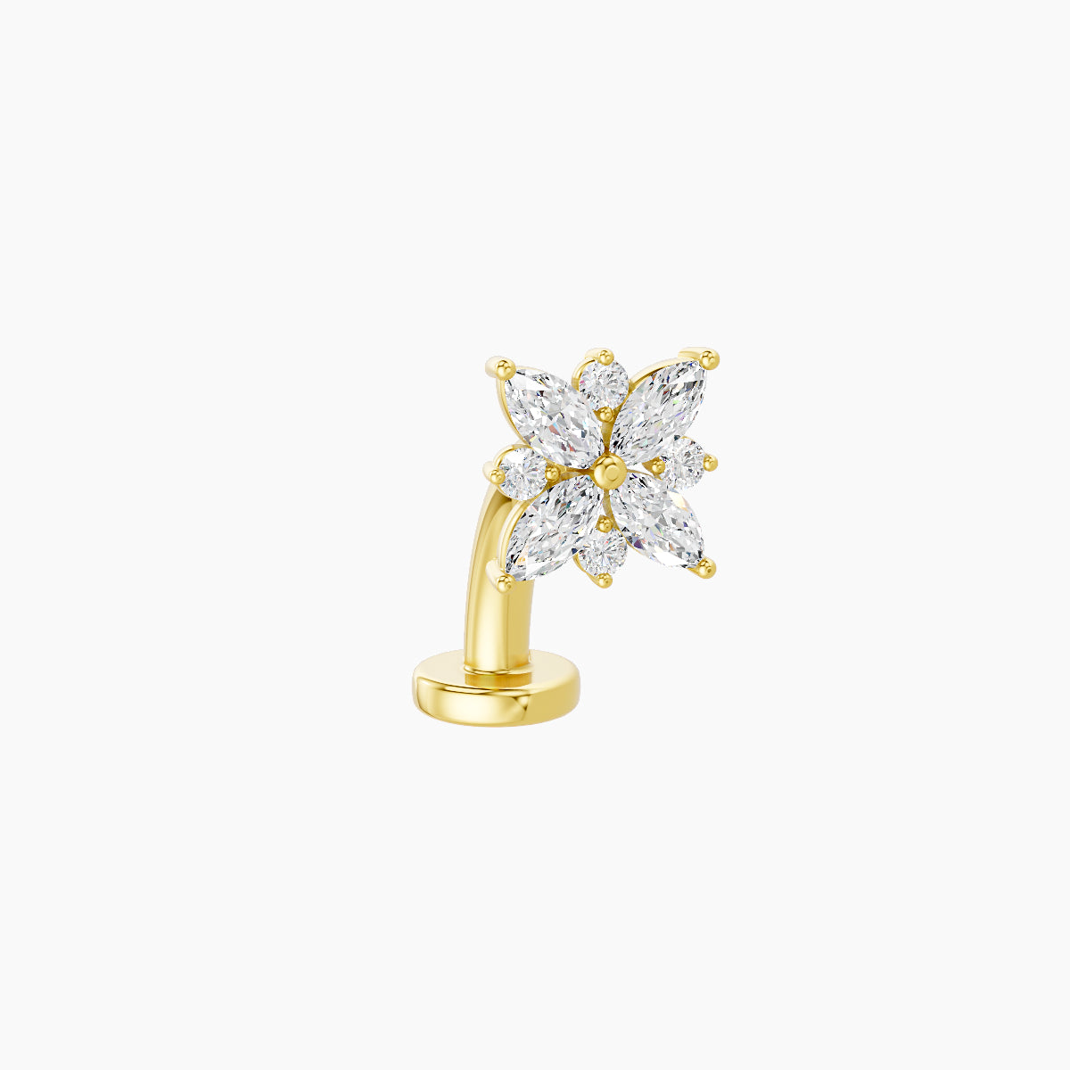 Aurore | 18k Yellow Gold 5.5 mm 8 mm Flower Diamond Floating Navel Piercing
