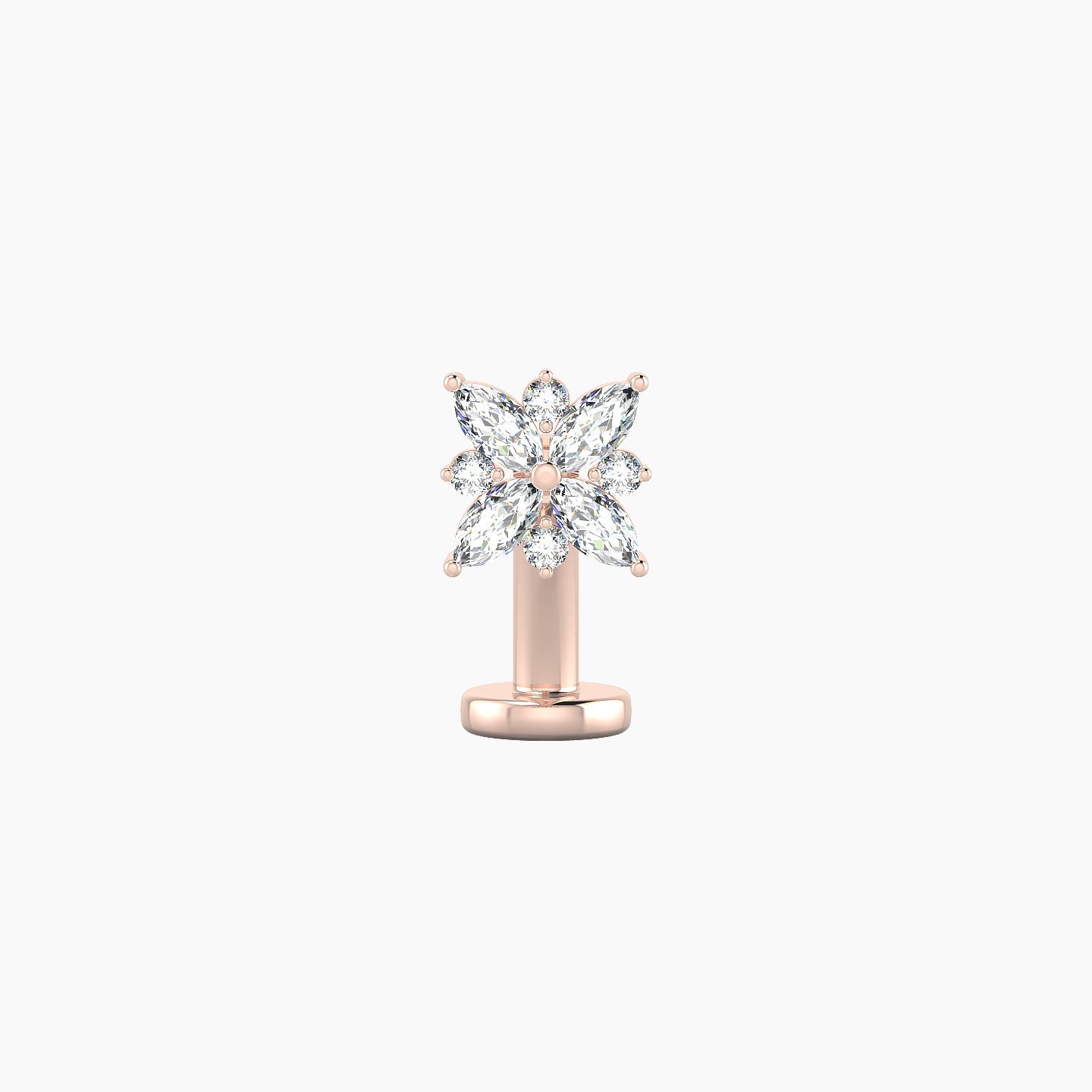 Aurore | 18k Rose Gold 5.5 mm 8 mm Flower Diamond Floating Navel Piercing