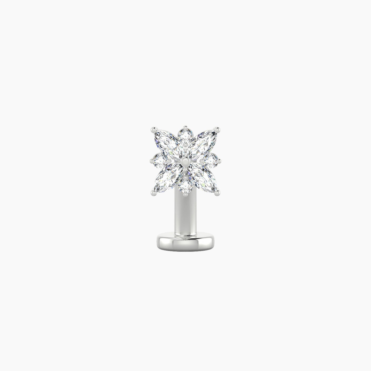 Aurore | 18k White Gold 5.5 mm 8 mm Flower Diamond Floating Navel Piercing