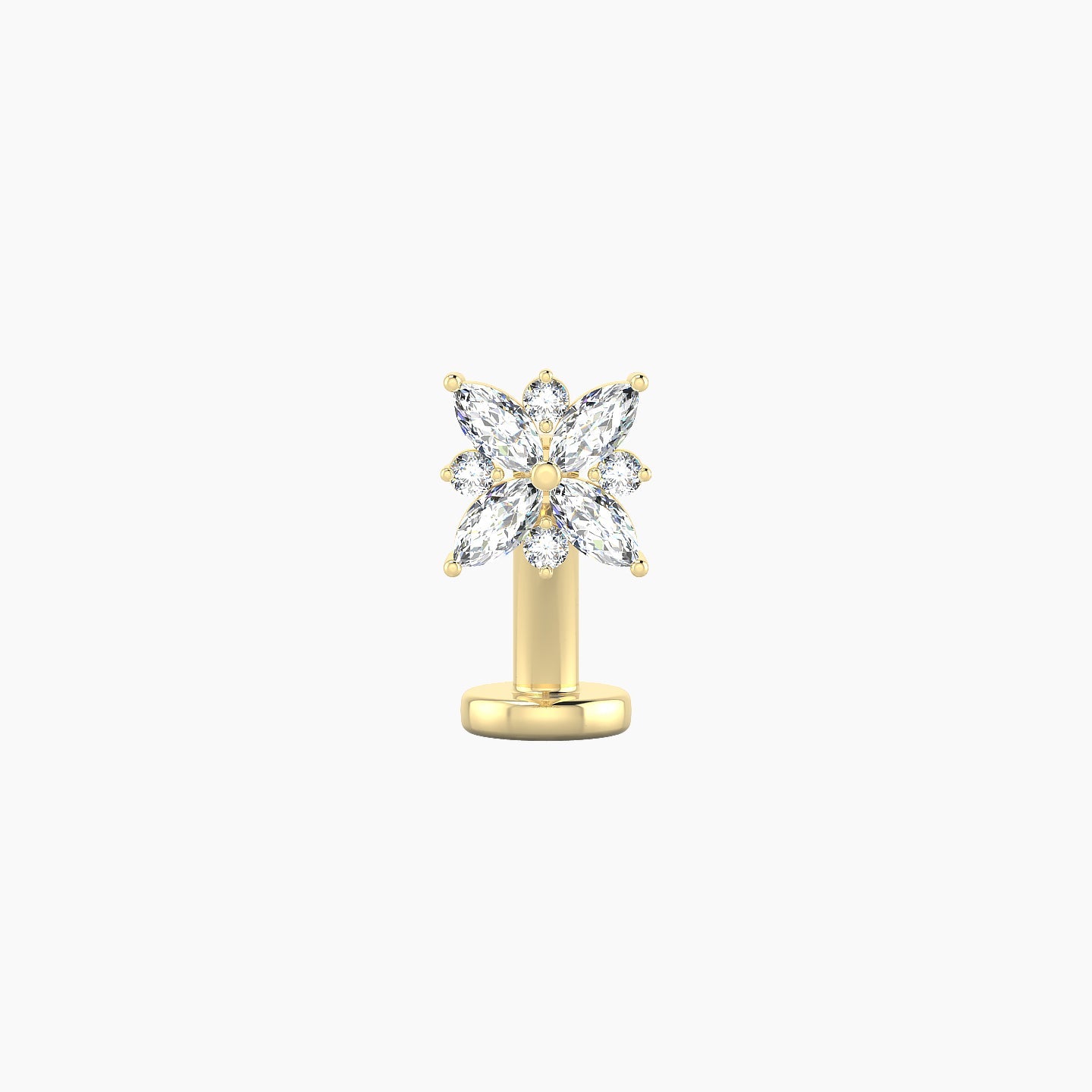 Aurore | 18k Yellow Gold 5.5 mm 8 mm Flower Diamond Floating Navel Piercing