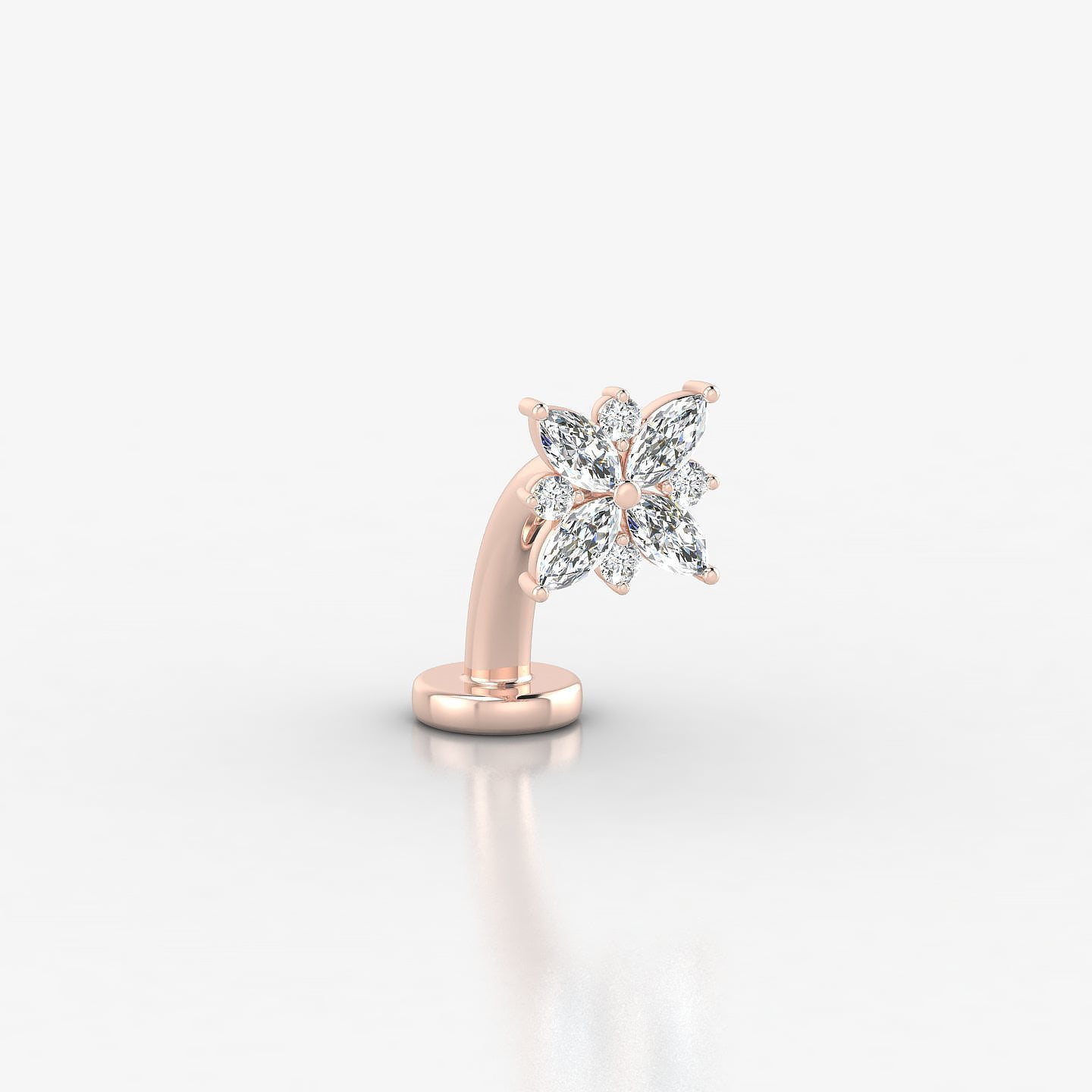 Aurore | 18k Rose Gold 5.5 mm 8 mm Flower Diamond Floating Navel Piercing