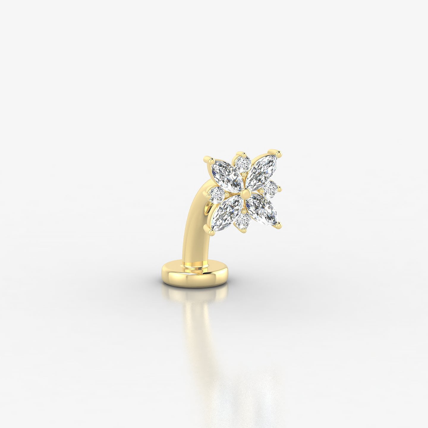 Aurore | 18k Yellow Gold 5.5 mm 8 mm Flower Diamond Floating Navel Piercing