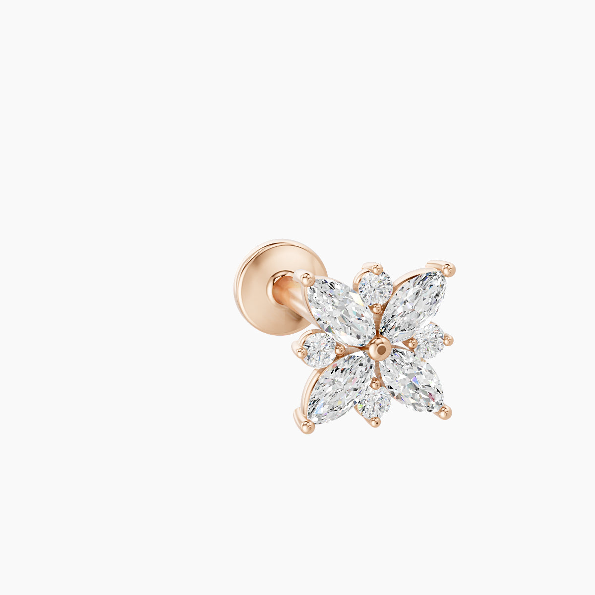 Aurore | 18k Rose Gold 5.5 mm 8 mm Flower Diamond Piercing